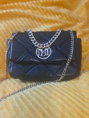 Classic Black Quilted Crossbody with Silver Chain